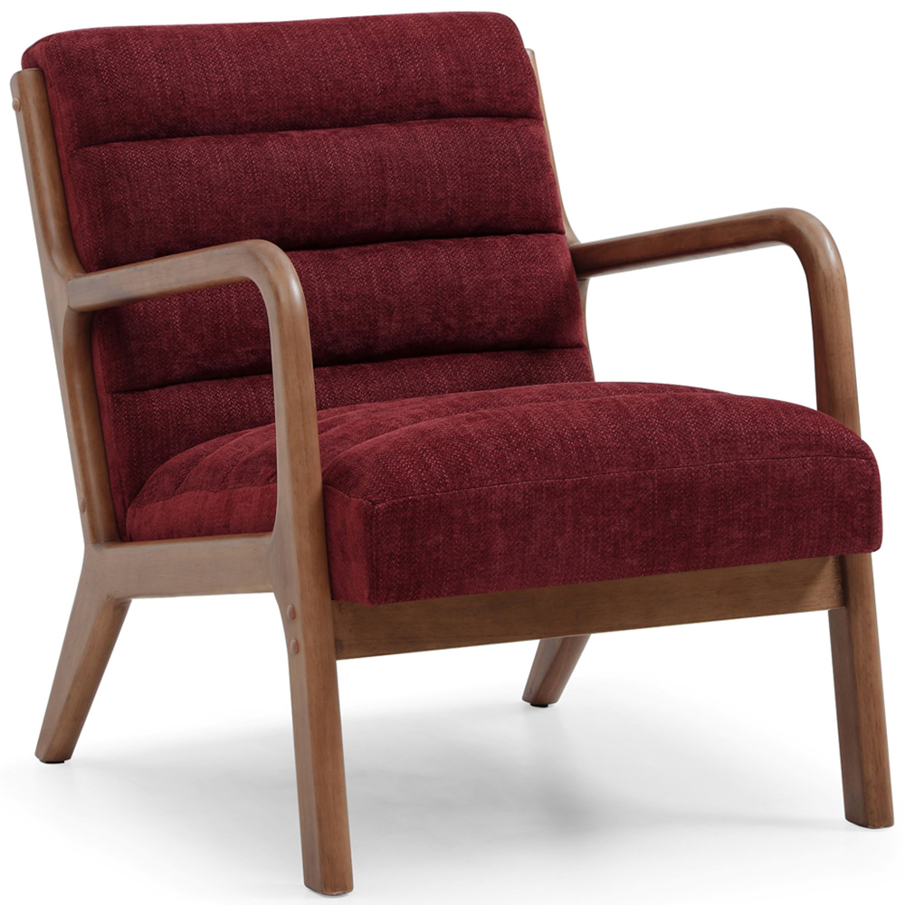 Otis Wine and Brown Chenille Static Ribbed Armchair Image 4