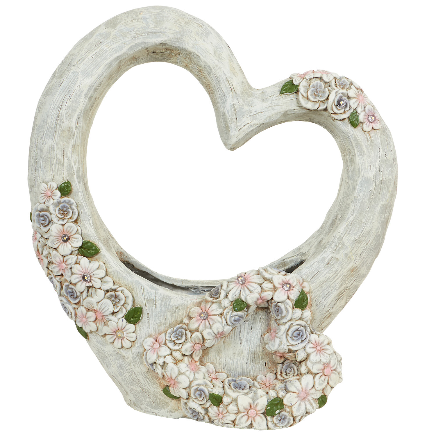 Solar Double Floral Heart Planter Image 1
