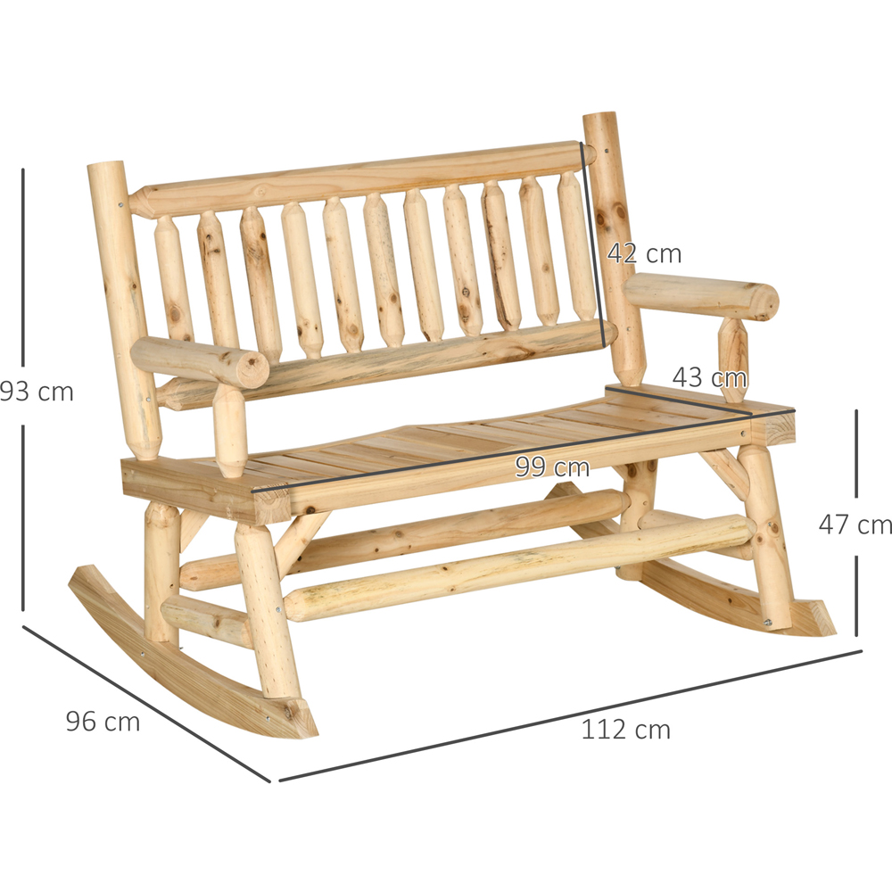 Outsunny 2 Seater Natural Wooden Rocking Bench Image 7