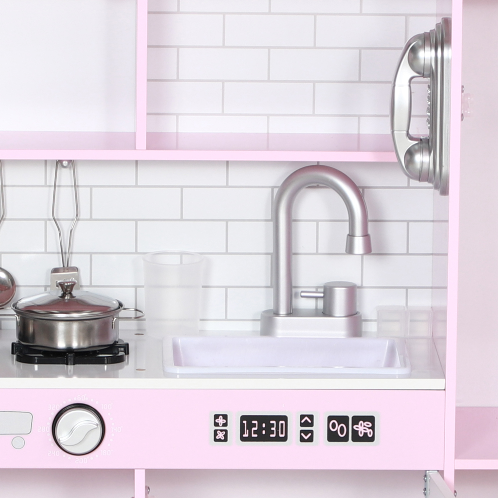 Tommy Toys Kids White Pink Kitchen Set with Toy Phone and Chalkboard Image 4