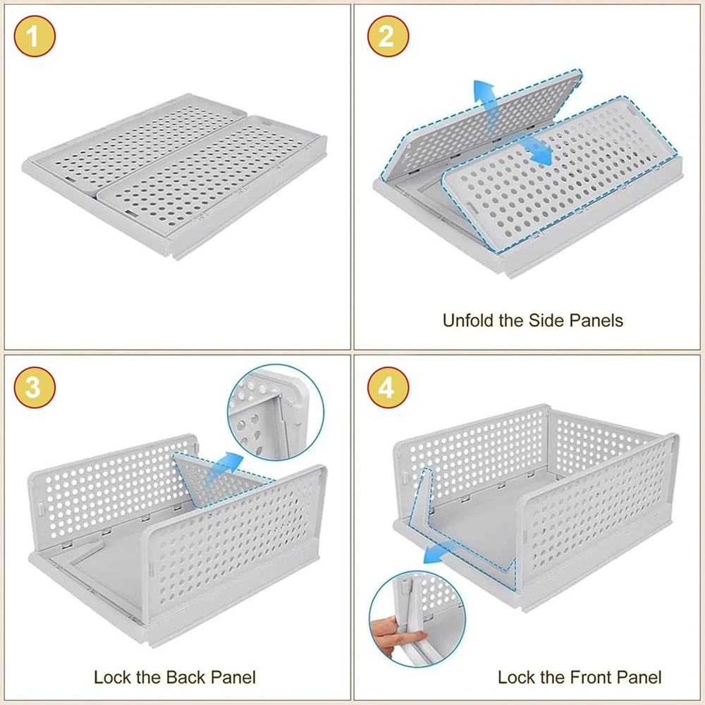 ATEK Stackable Foldable Pull-Out Storage Organiser Drawer 5 Pack Image 8
