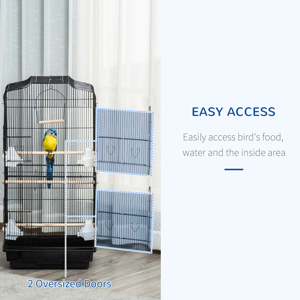 PawHut Black Large Bird Cage with Stand 92 x 47 x 36cm Image 7