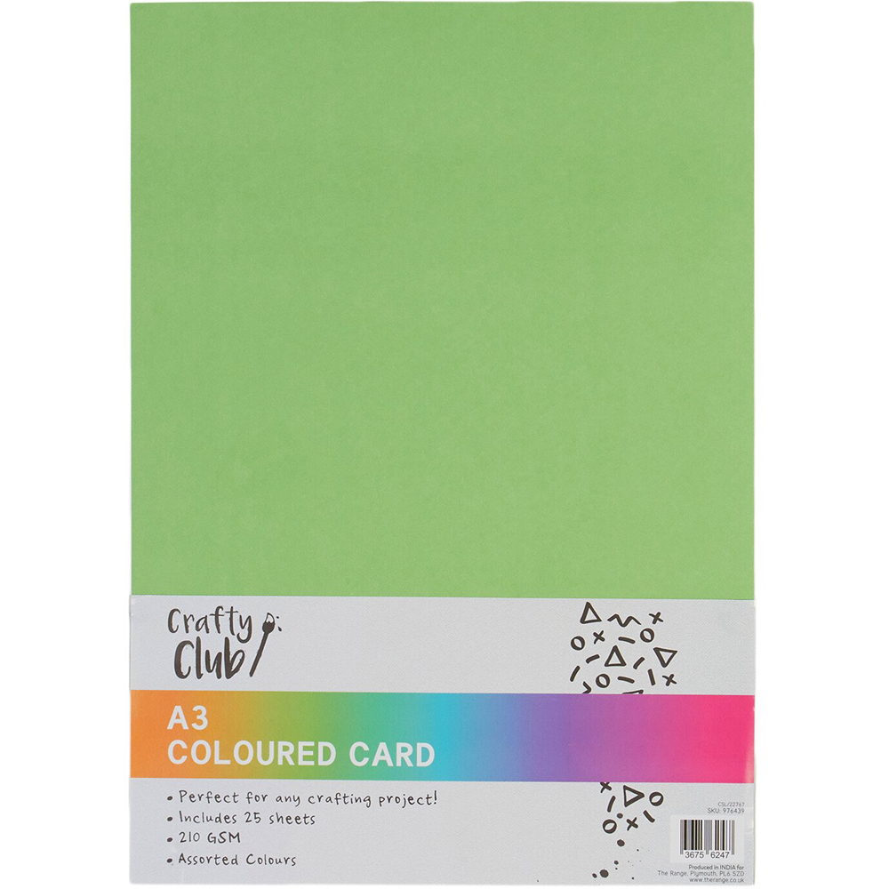 Single Crafty Club A3 Coloured Cards 25 Pack in Assorted styles Image 4
