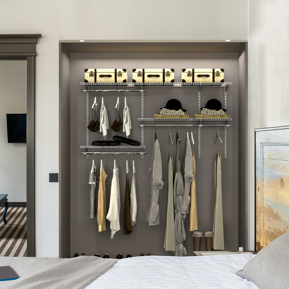 Costway Grey Adjustable Wall Mounted Closet Shelf Image 4