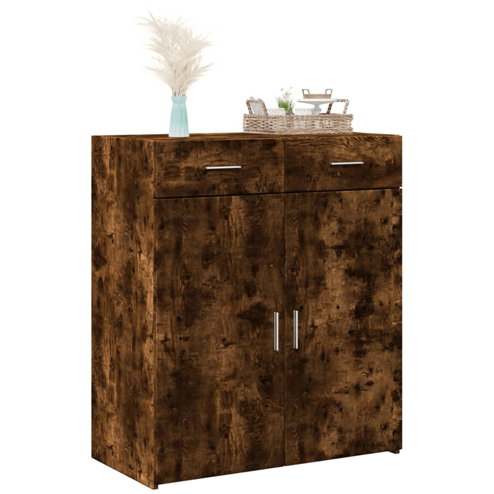 vidaXL 2 Door 2 Drawer Smoked Oak Sideboard Image 3