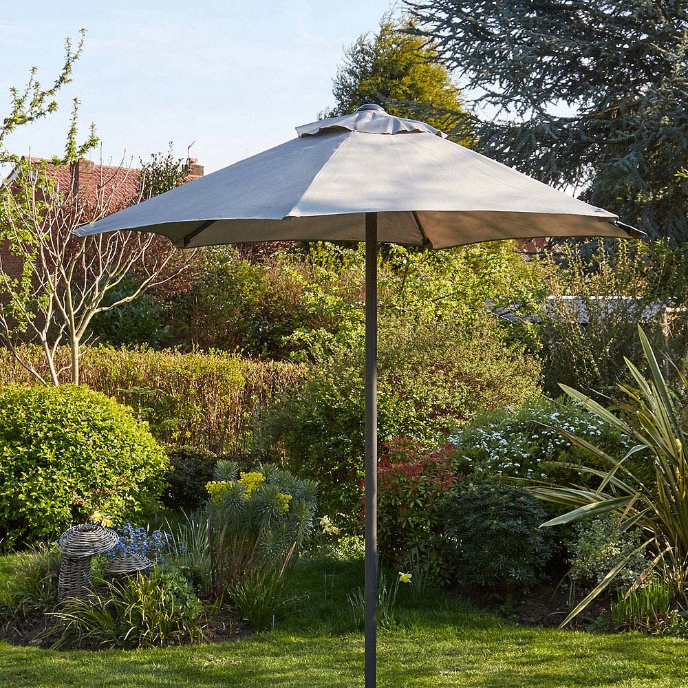 Home Source Gozo Grey Garden Outdoor Parasol 2m Image 2