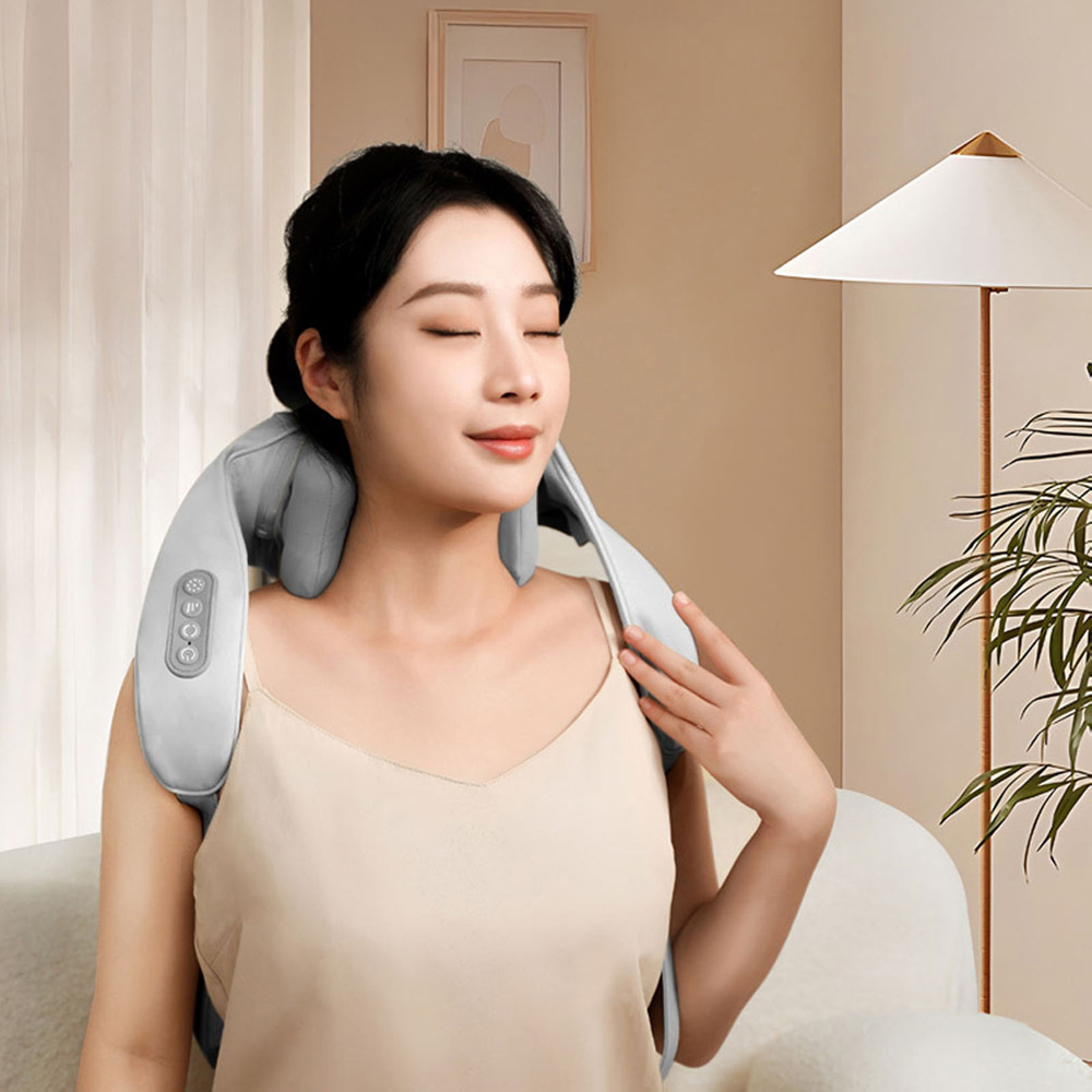 Living and Home Grey Electric Shiatsu Neck and Shoulder Massager with 6 Heads Image 7