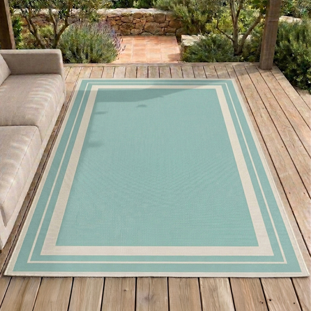 Portland Rugstyle Aqua Border Rug 150 x 200cm Image 1