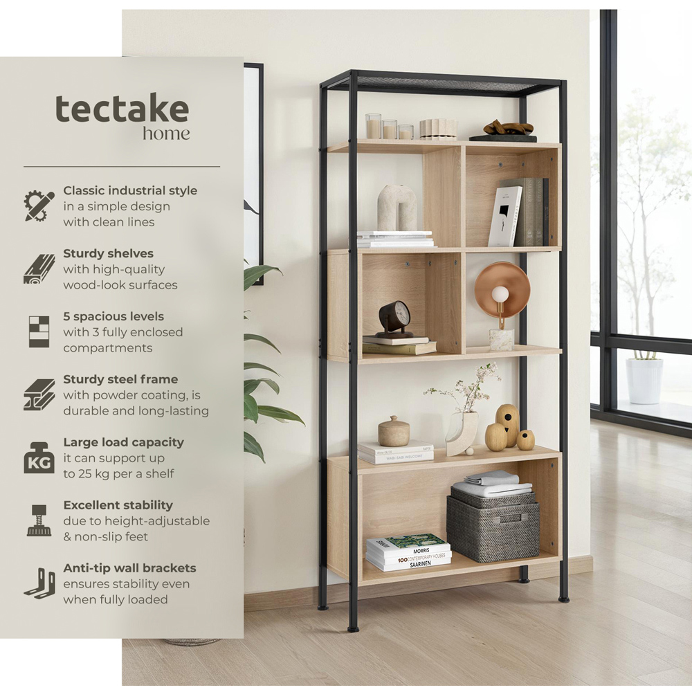 tectake Hastings 5 Shelf Oak Sonoma Shelving Unit Image 6