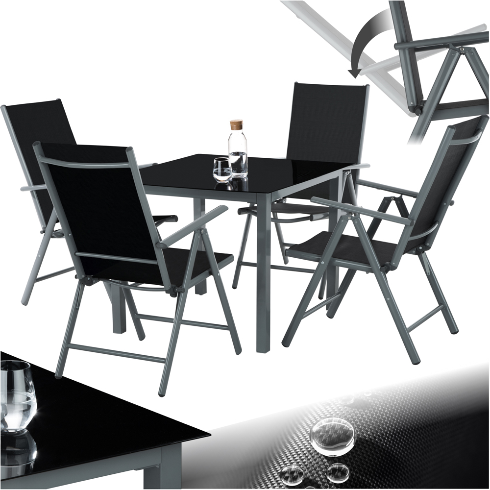 tectake Stabia 4 Seater Anthracite Garden Table and Chairs Set Image 2