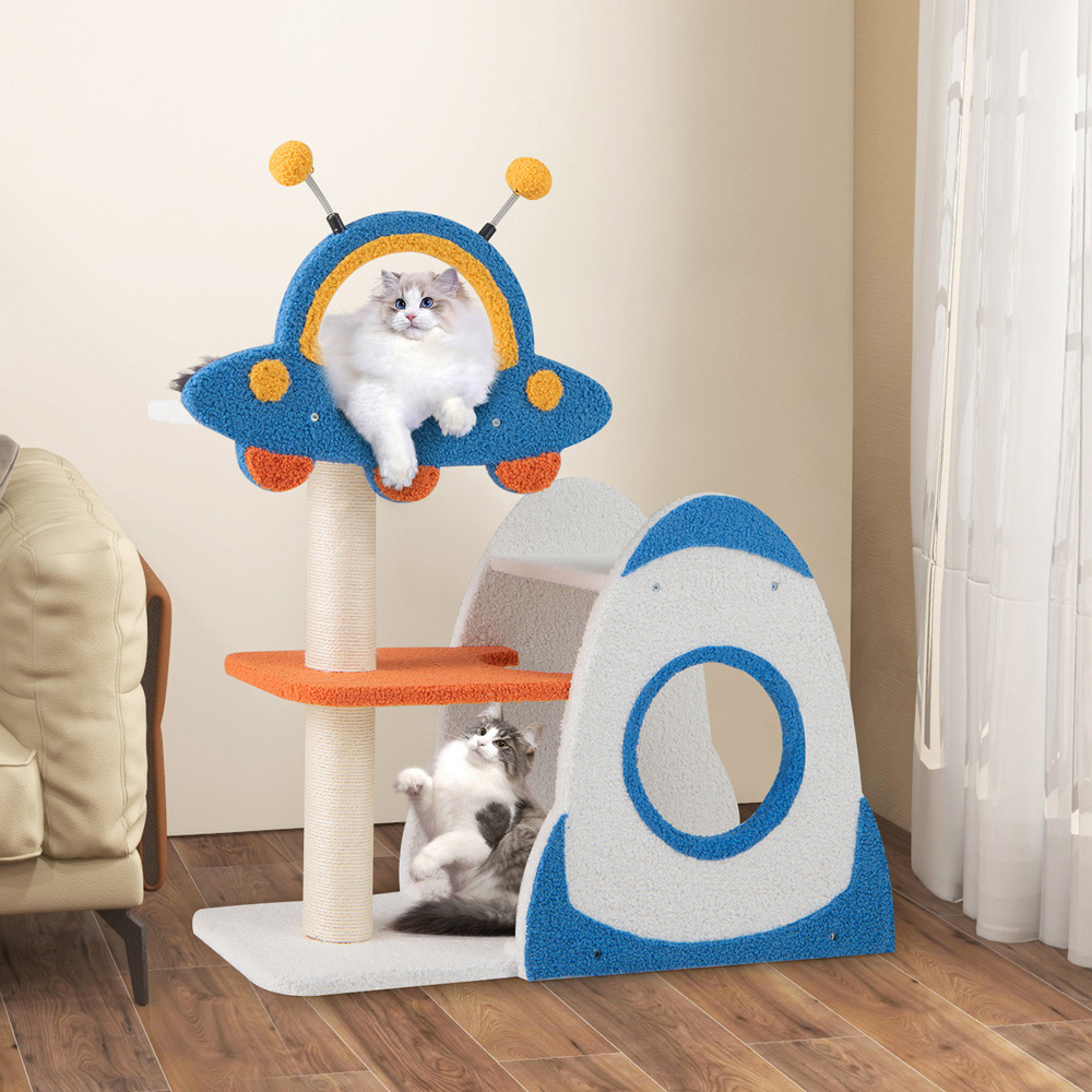 Costway 4 Tier UFO Top Blue Cat Tree Tower Image 3