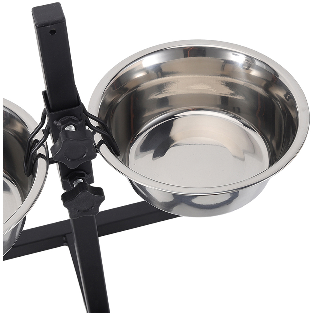 H&O Direct Medium Double Bowl Height Adjustable Stainless Steel Pet Feeder Image 4