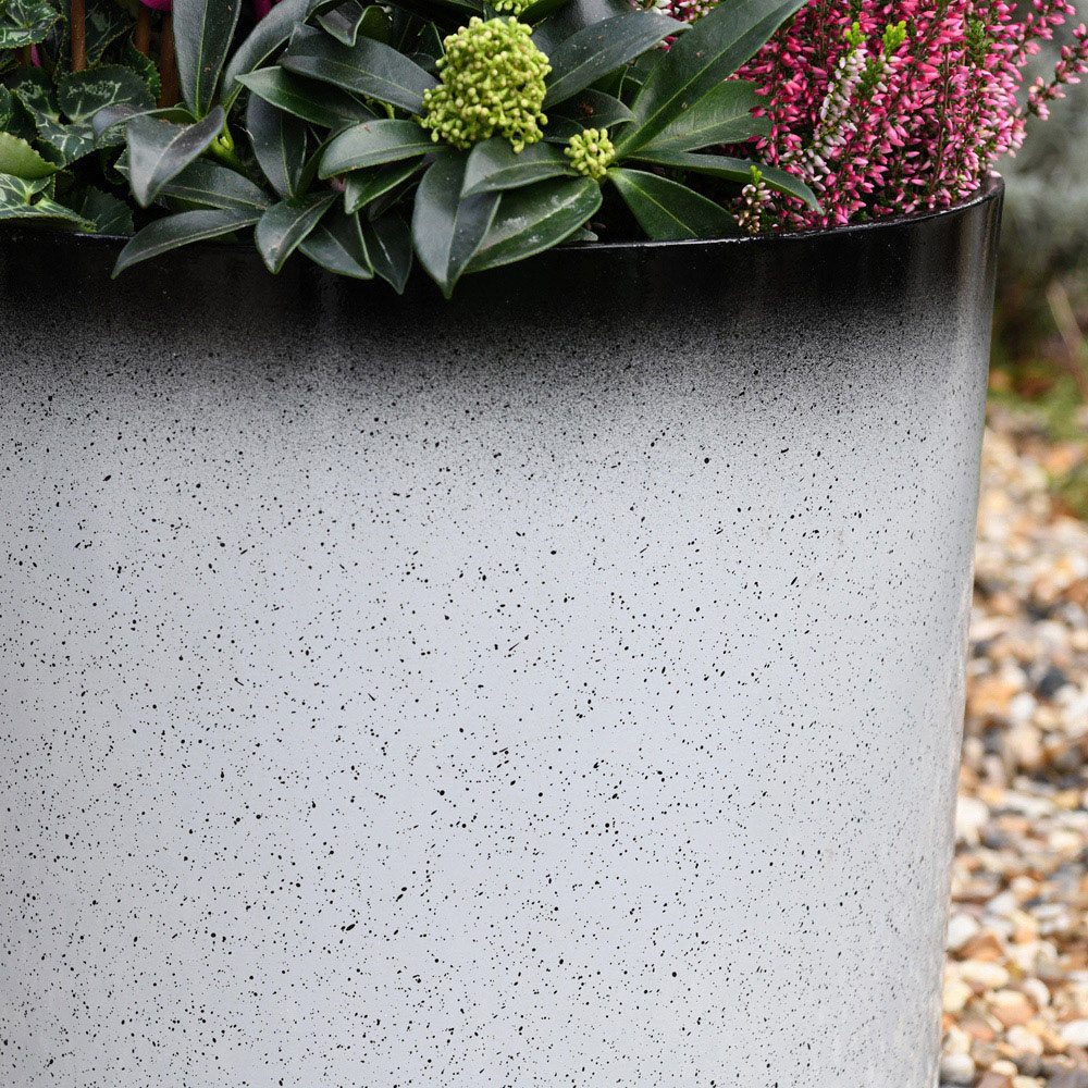 Garden Gear Slate Black Glazed Cylinder Planter 31cm 2 Pack Image 3