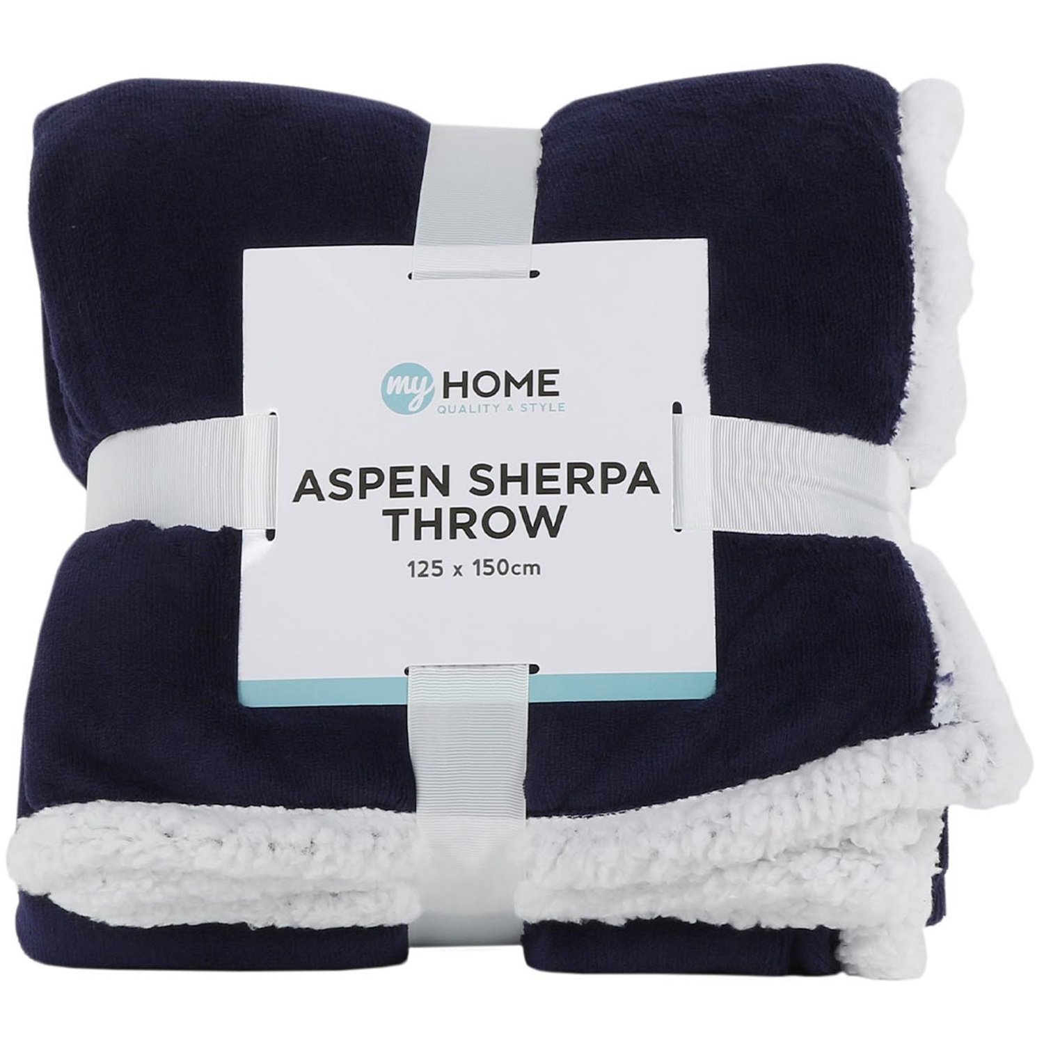 My Home Navy Aspen Sherpa Throw 150 x 125cm Image