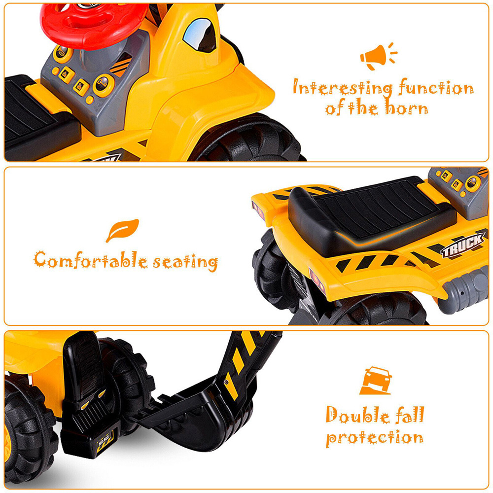 Costway Kids Ride On Digger with Safety Helmet Image 2