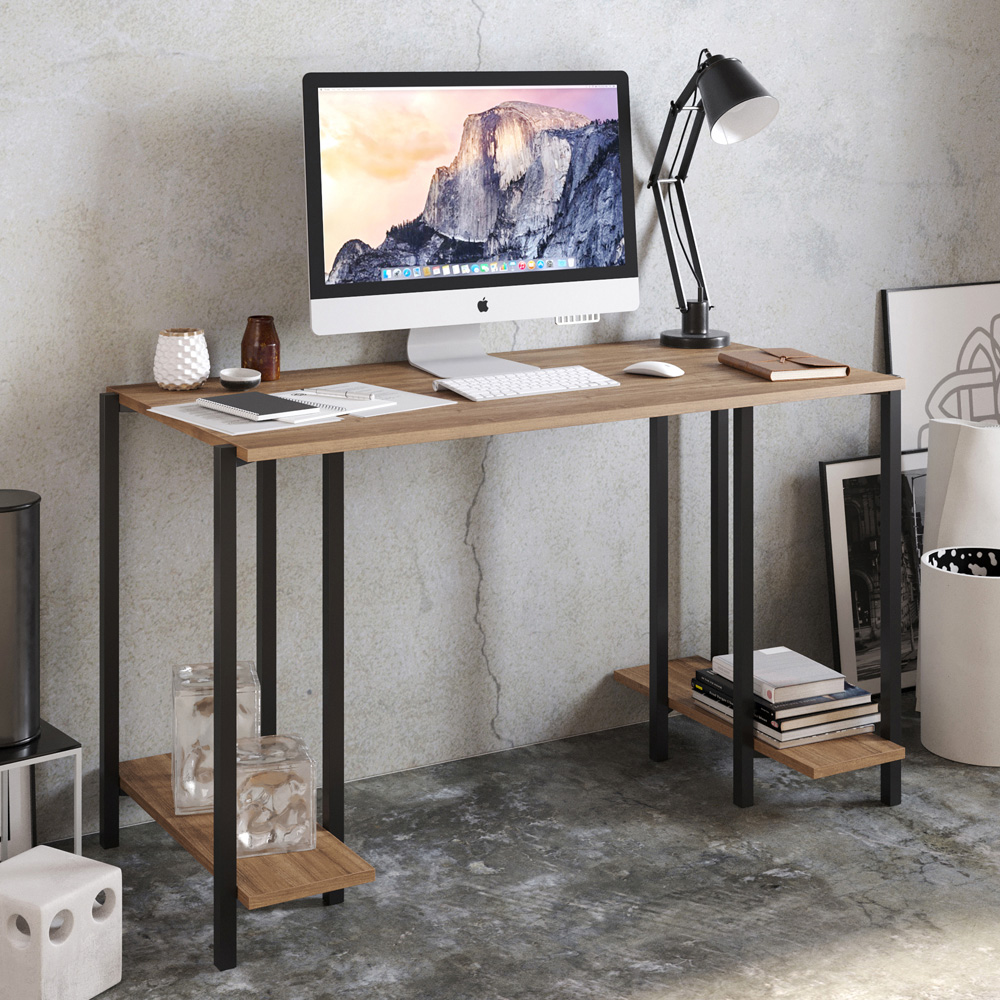 Decorotika Reader 2 Shelf Computer Desk Black and Walnut Image 4