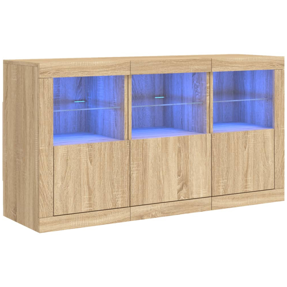 vidaXL 3 Door 6 Shelf Sonoma Oak Wide Sideboard Image 2