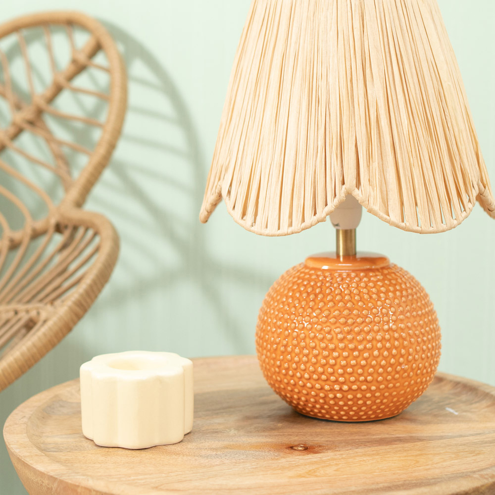 ValueLights Sebby Raffia Lamp Shade Ceramic Globe Textured LED Table Lamp Image 4