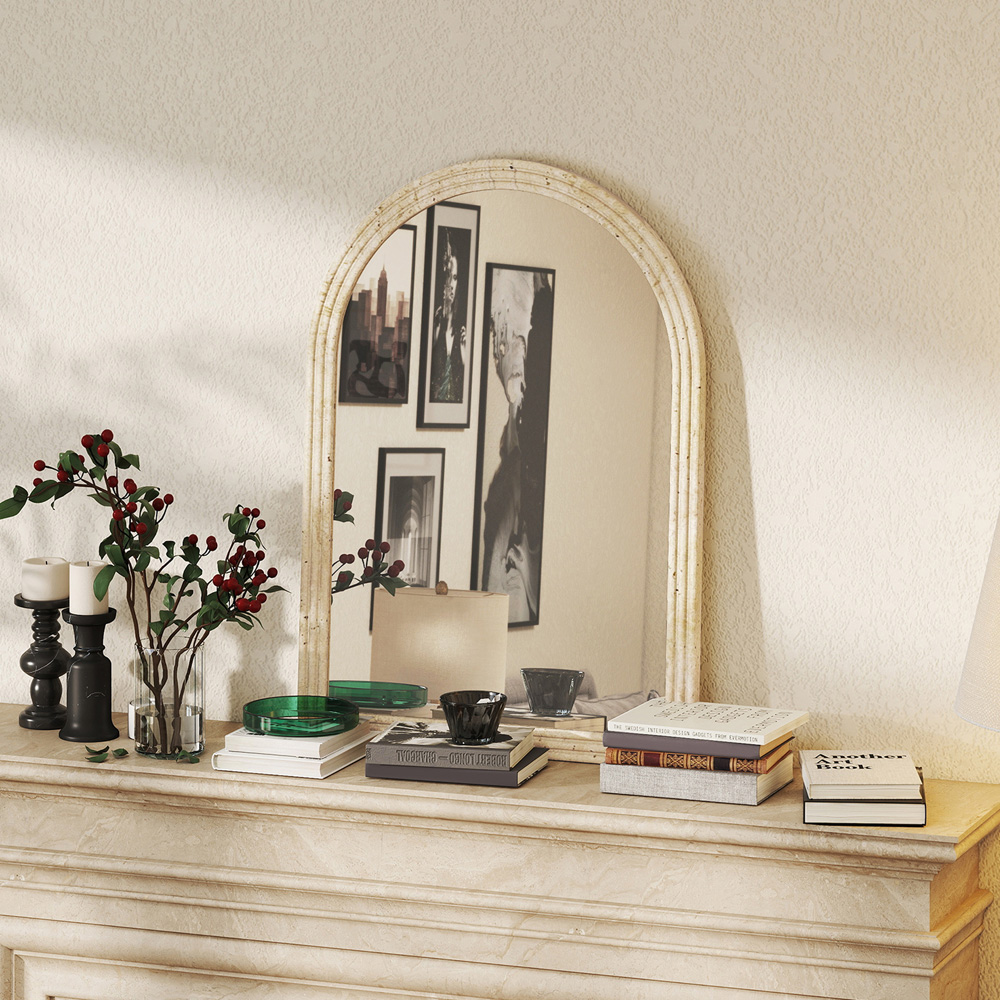Portland Beige Arched Wall Mirror 70 x 50cm Image 5