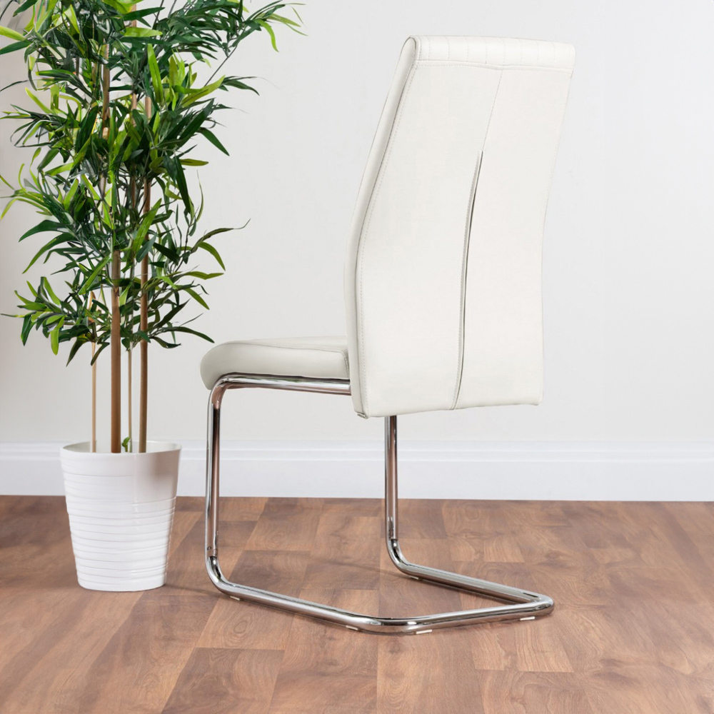 Furniturebox Arona Fortana 6 Seater Round Dining Set White and Chrome Image 4