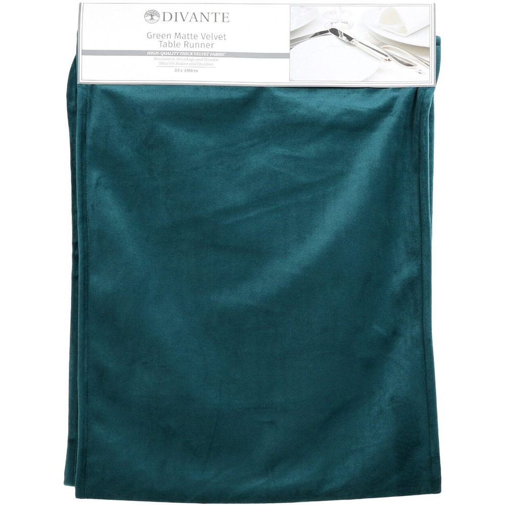 Divante Matte Velvet Table Runner - Emerald Image