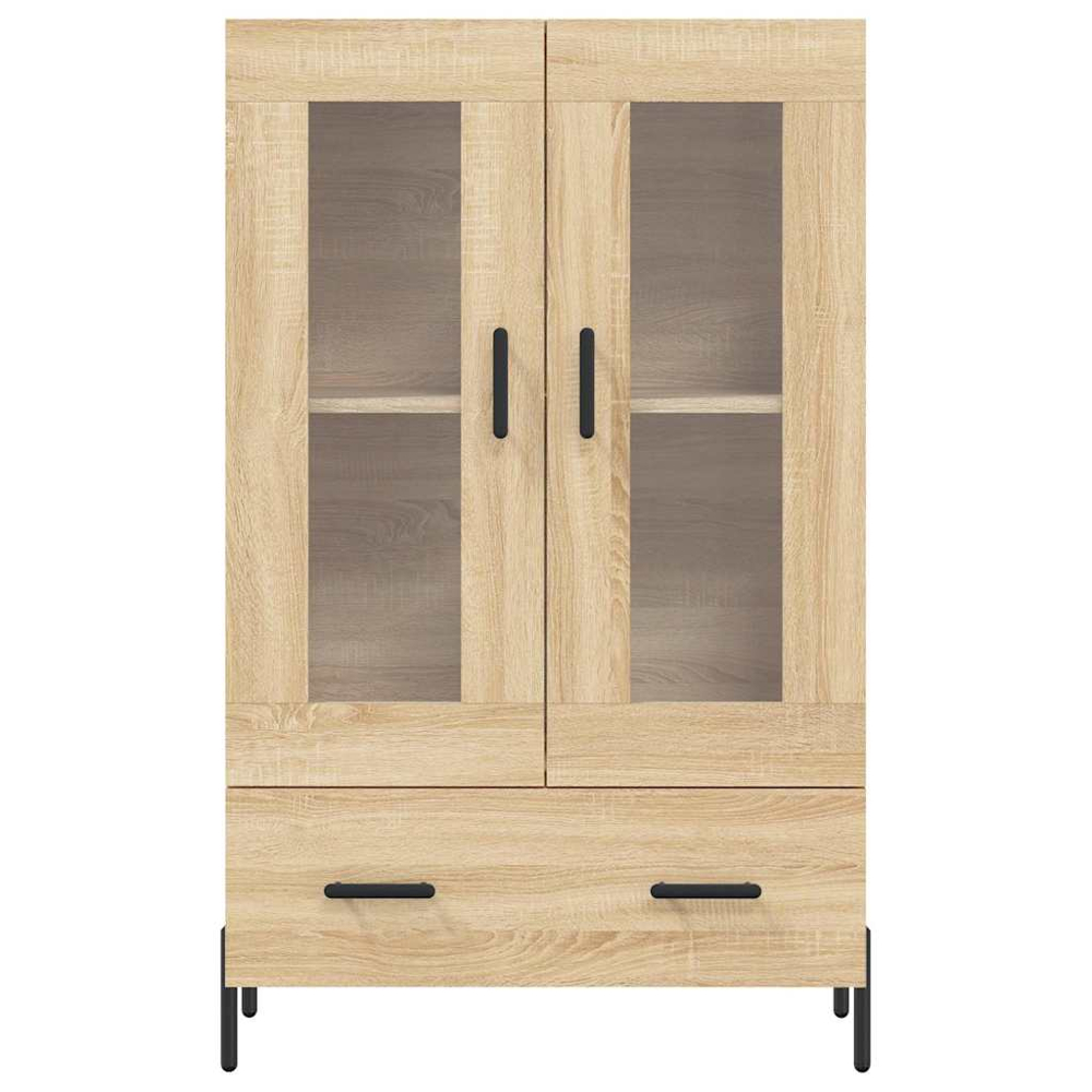 vidaXL 2 Glass Door Single Drawer Sonoma Oak Highboard Image 6