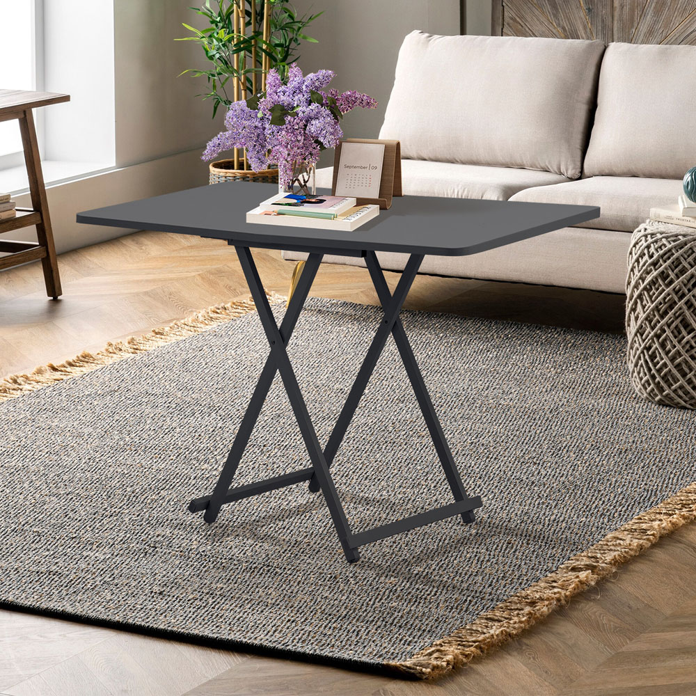 Living and Home 4 Seater Black Foldable Dining Table Image 7