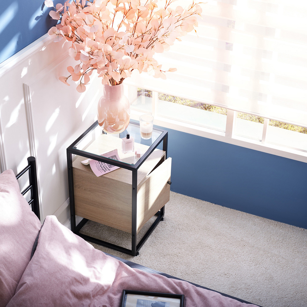 tectake Dudley 3 Shelf Light Wood Oak Sonoma Nightstand Image 8