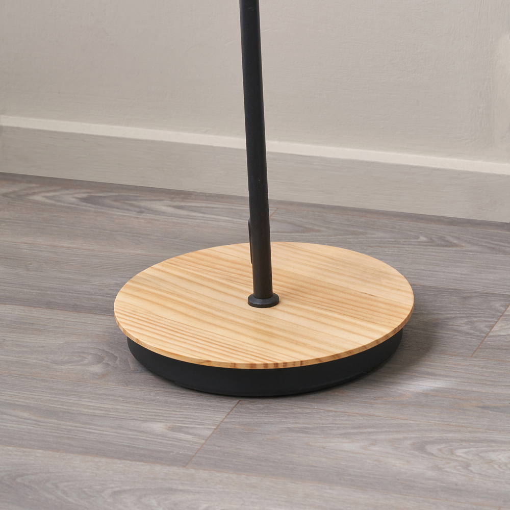 Pacific Lifestyle Juna 2 Way Black Metal and Natural Wood Floor Lamp Image 4