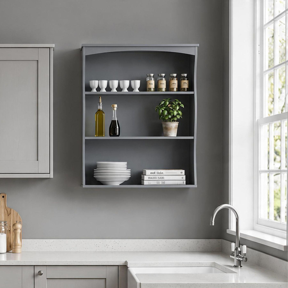 Home Source Polar 3 Tier Grey Kitchen Wall Mounted Shelf Image 5