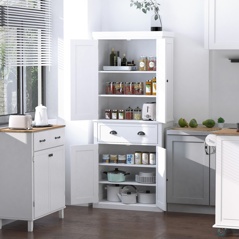 Portland 4 Door Single Drawer White Kitchen Cabinet Image 4