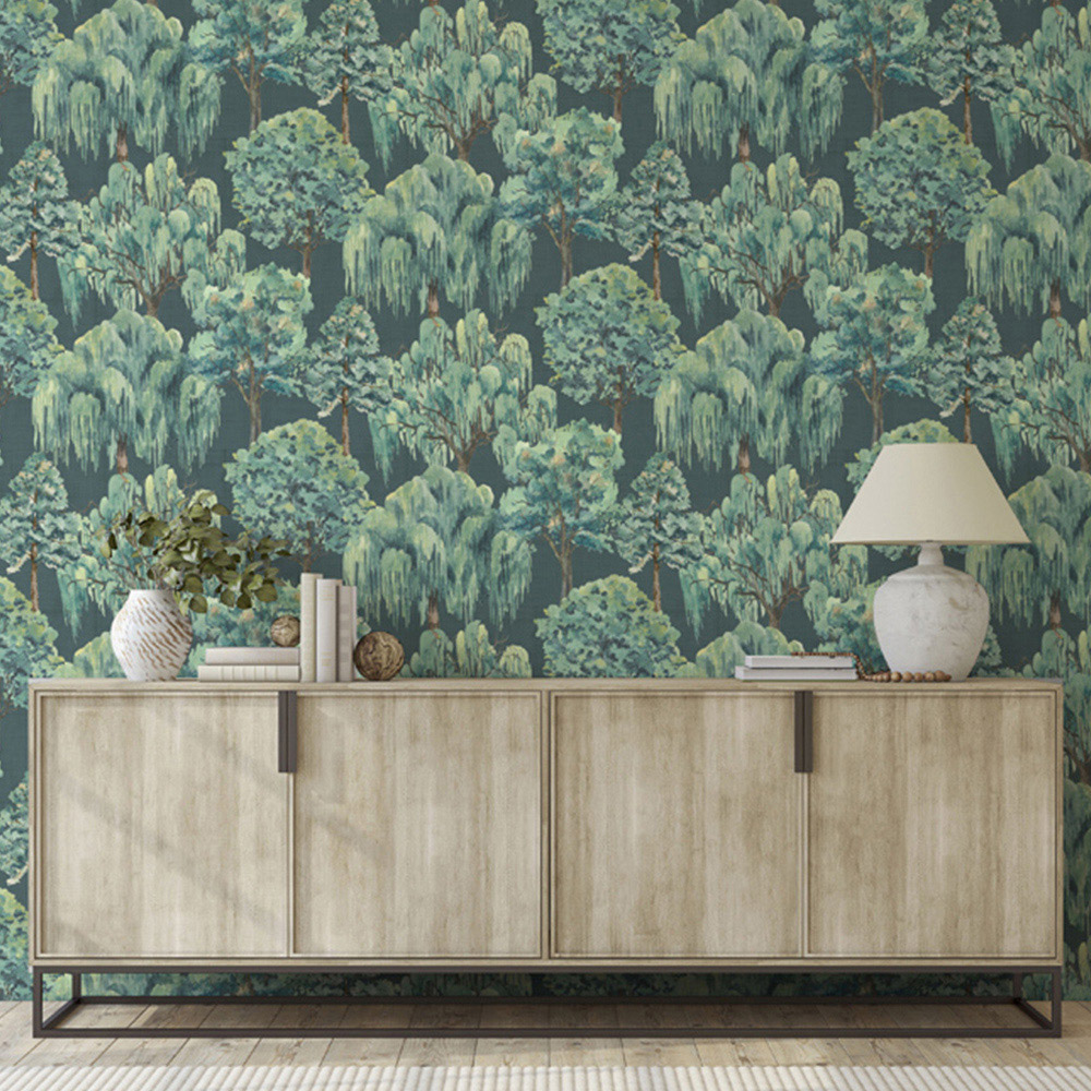 Esselle Home Whispering Willow Navy Wallpaper Image 4