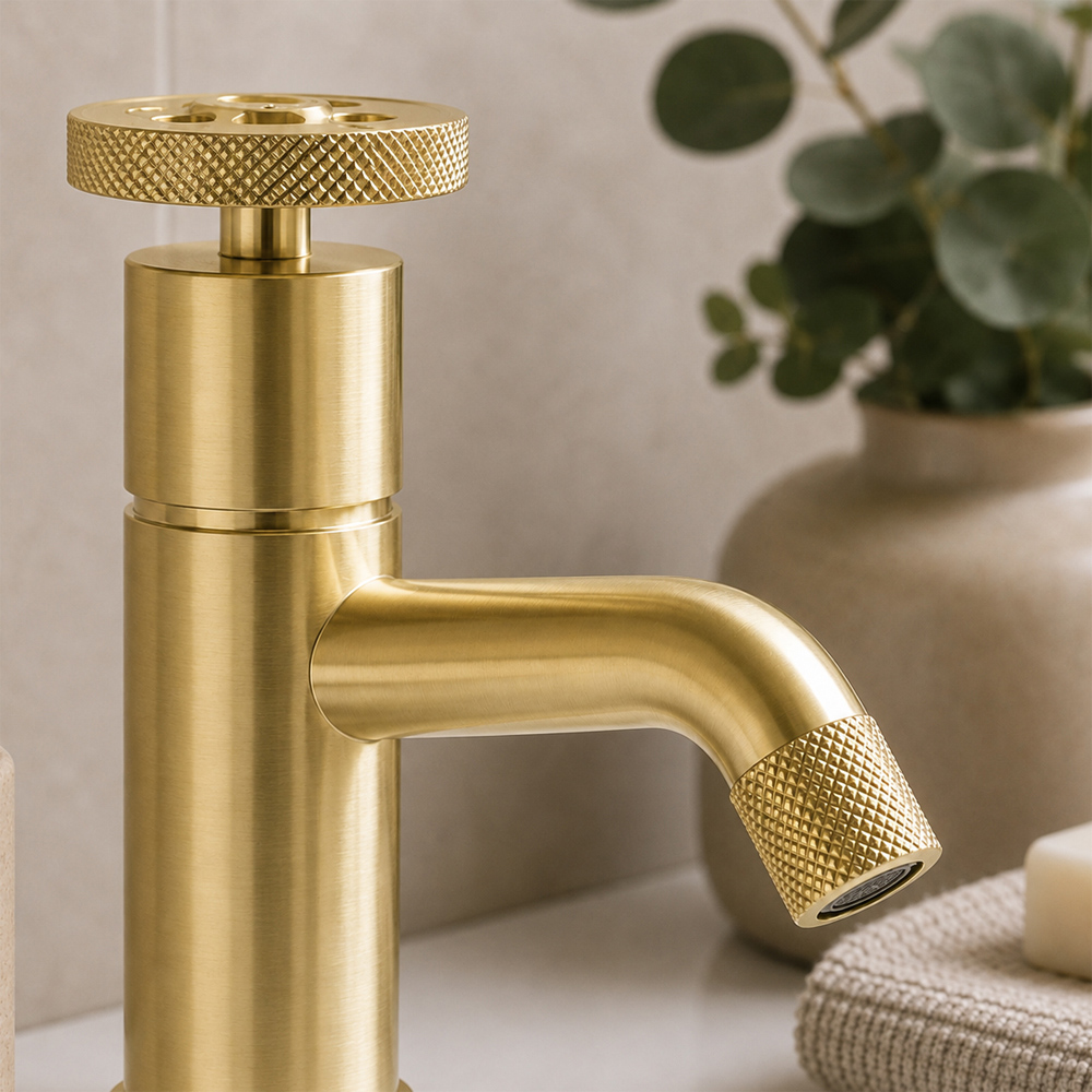Go Bathrooms Urban Brushed Gold Mono Basin Mixer Tap Image 3