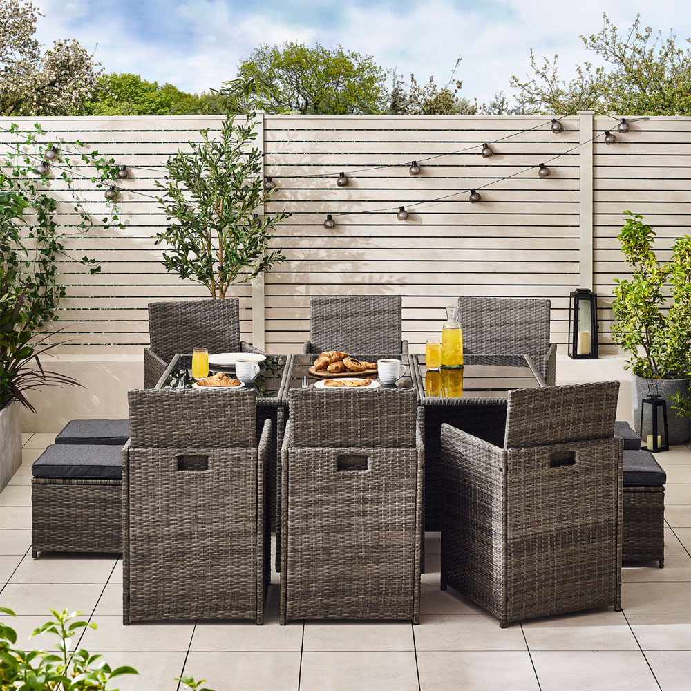 Furniturebox Marseille Rattan 10 Seater Dining Set Grey Image 6