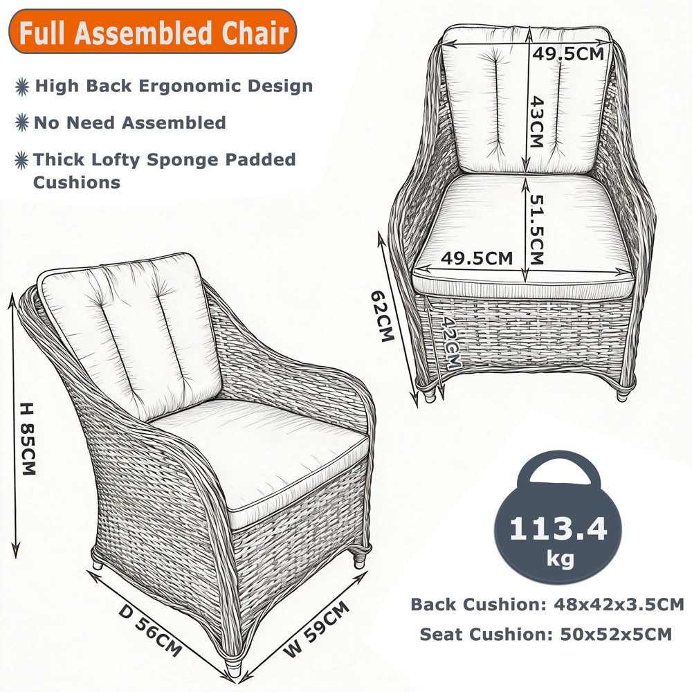 Furniture One 6 Seater Rattan Round Fire Pit Table Image 9