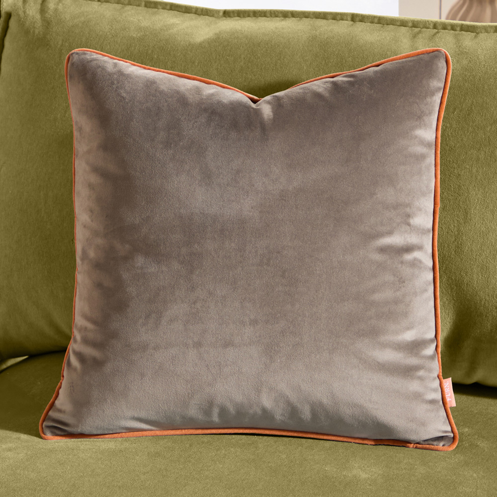 Furn Meridian Mocha and Pumpkin Velvet Cushion 45 x 45cm Image 2