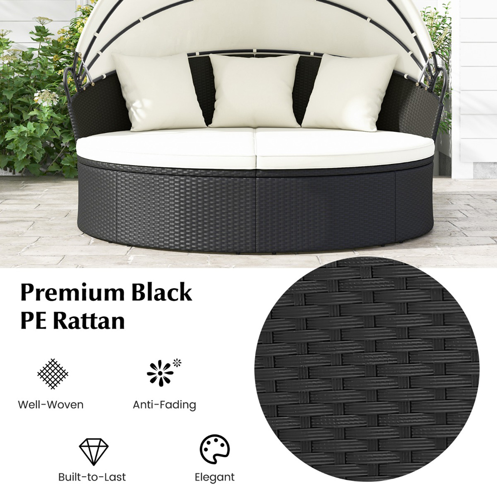 Costway White Outdoor Patio Round Daybed with Retractable Canopy Image 6