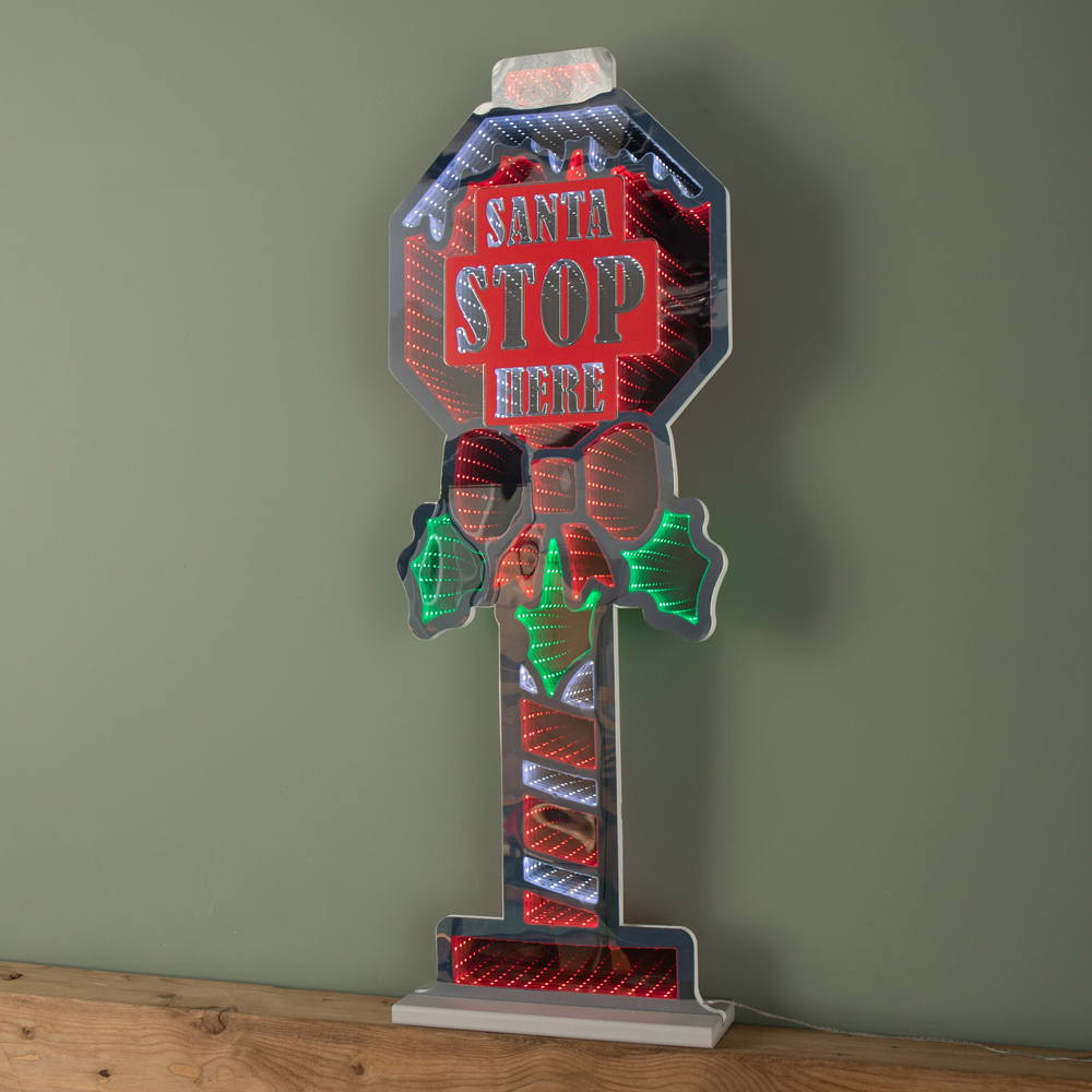 Samuel Alexander Multicolour LED Light Up Santa Stop Here Sign Infinity Christmas Decoration 90cm Image 4