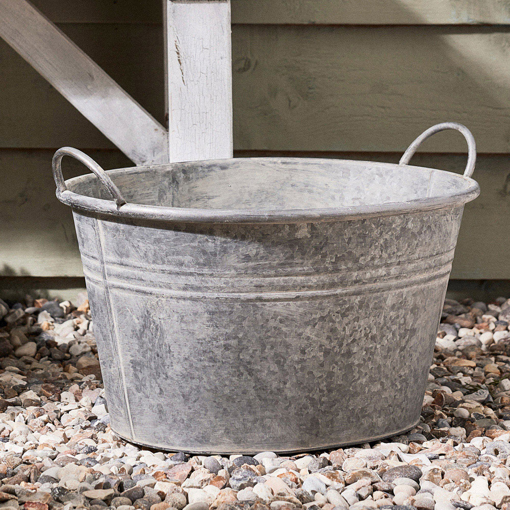 Dibor Galvanised Metal Tub Planter 23 x 38cm Image 3