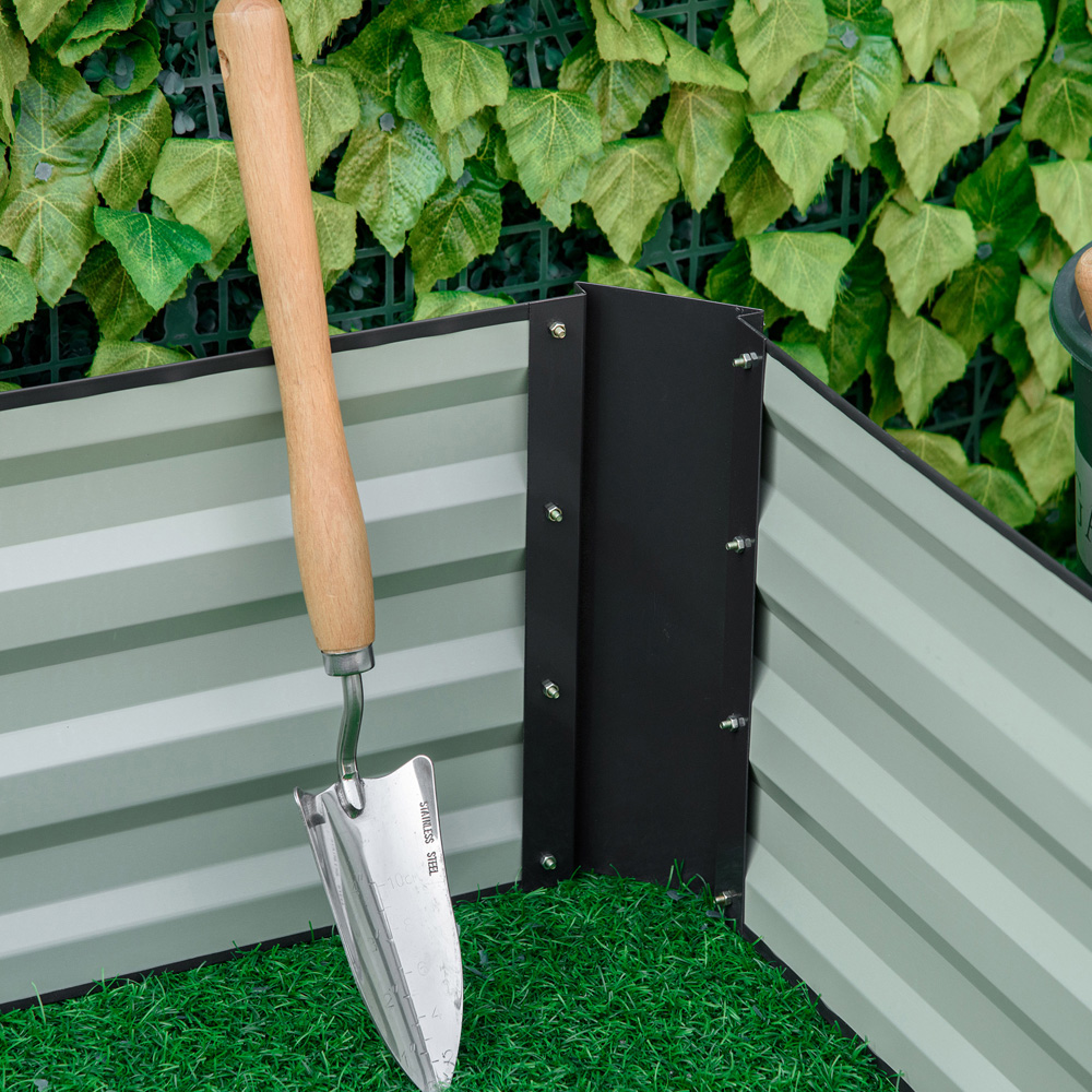 Outsunny Grey Galvanised Steel Raised Garden Bed Planter with Open Bottom Image 4