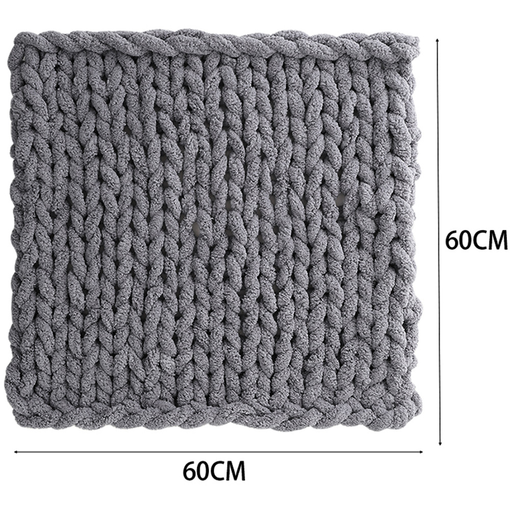 Living and Home Grey Hand Woven Chenille Blanket for Couch and Bed 60cm Image 9