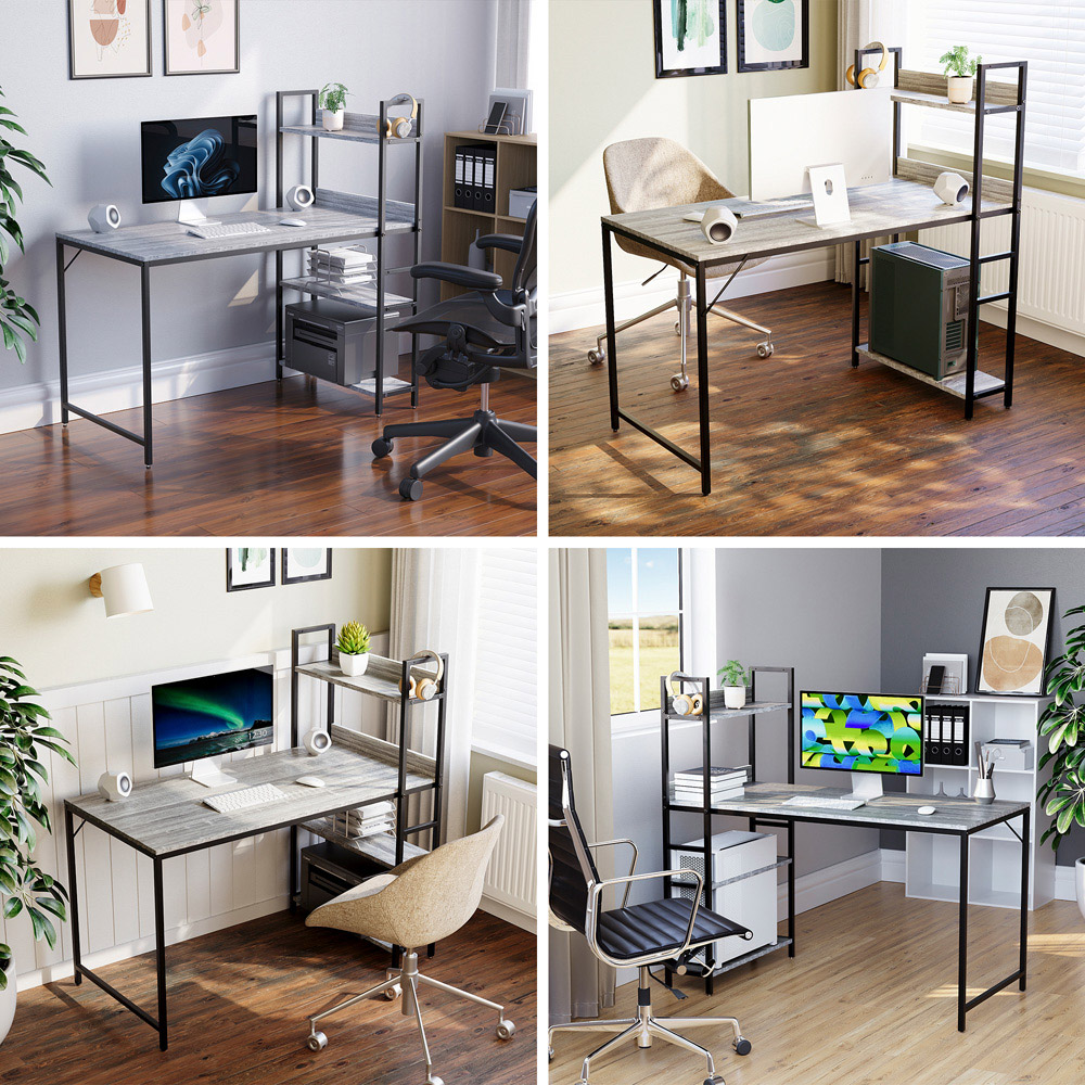 Vida Designs Brooklyn Grey Computer Desk with 3 Shelf Image 4