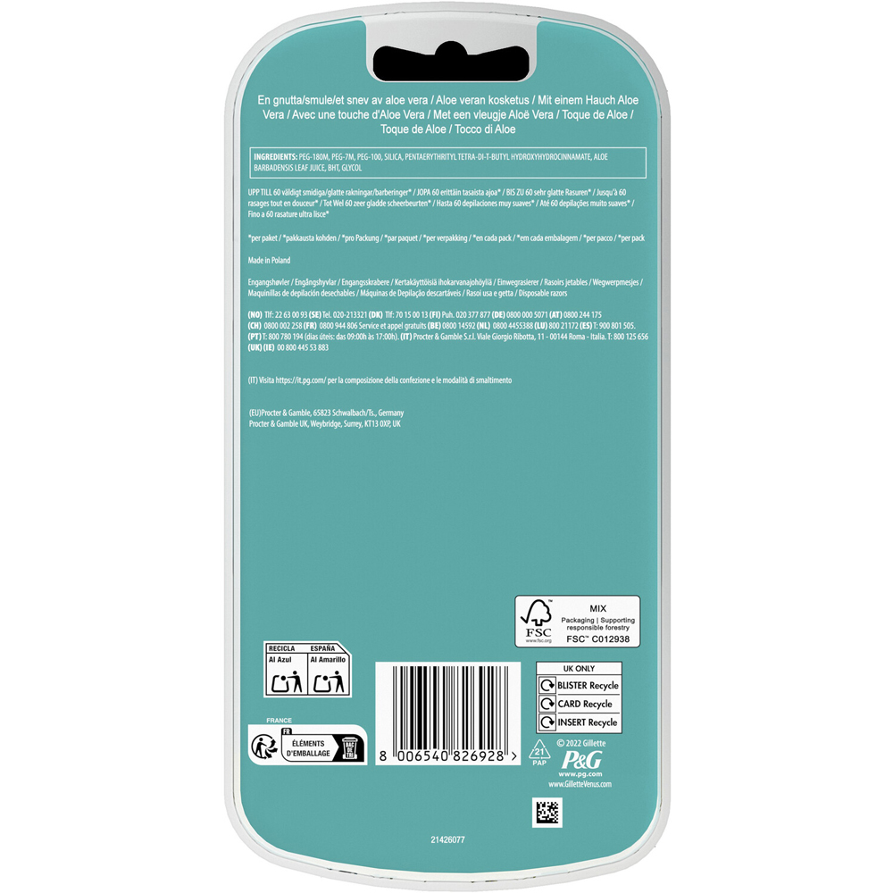 Pack of 6 Venus Comfort Sensitive Disposable Razors Image 2