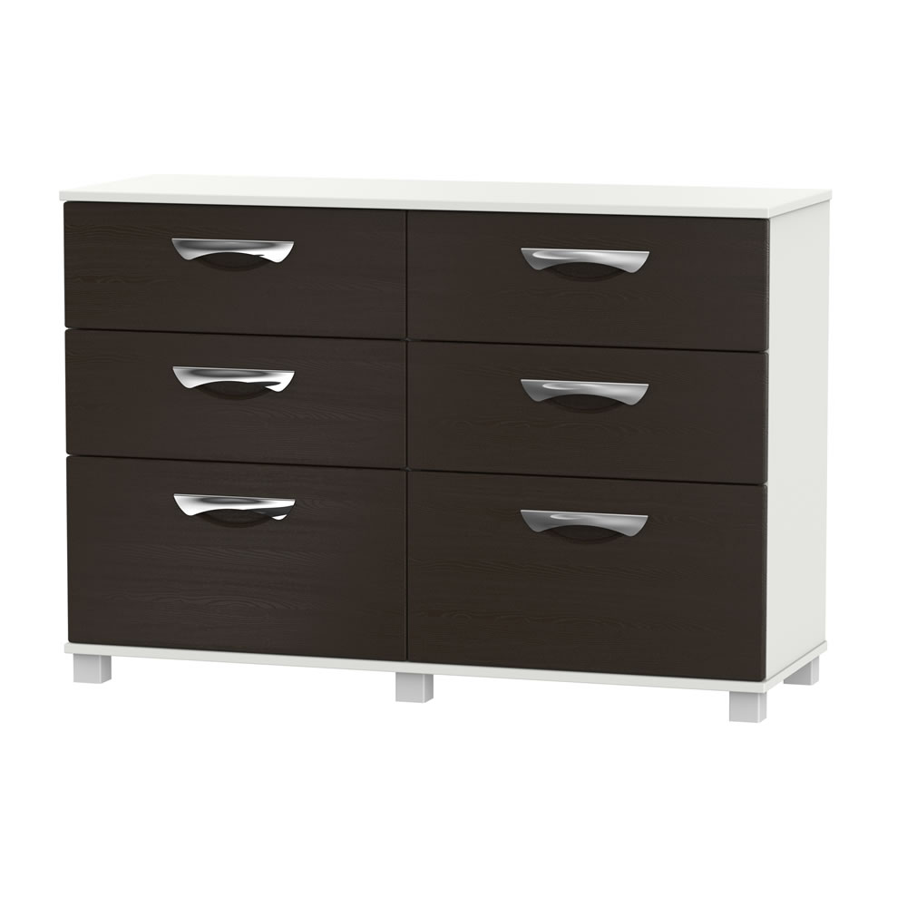 Barcelona Graphite and White 6 Drawer Midi Chest of Drawers