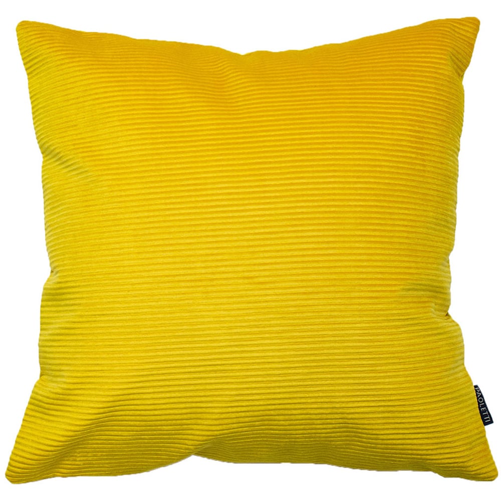 Paoletti Munich Ceylon Yellow Ribbed Corduroy Cushion Image 1