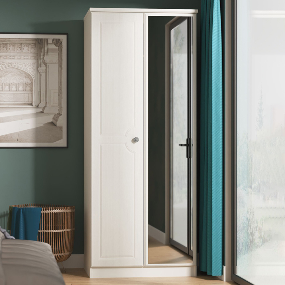 Crowndale Pembroke 2 Door Grey Ash Mirror Wardrobe Ready Assembled Image 1