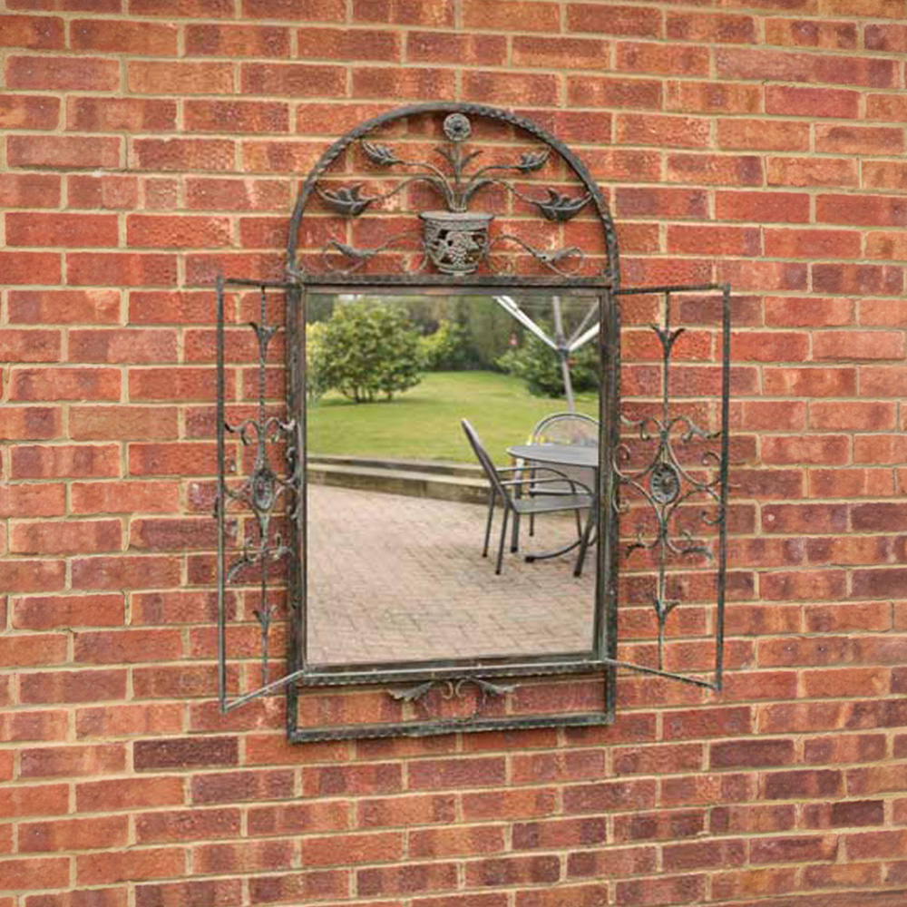 MirrorOutlet Dorset Rustic Scroll Outdoor Wall Mirror 130 x 70cm Image 5