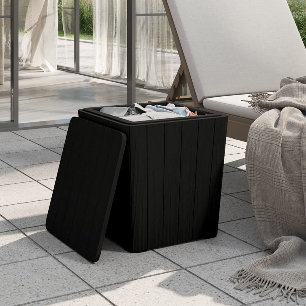 vidaXL Black Polypropylene Garden Table with Storage and Removable Lid Image 3