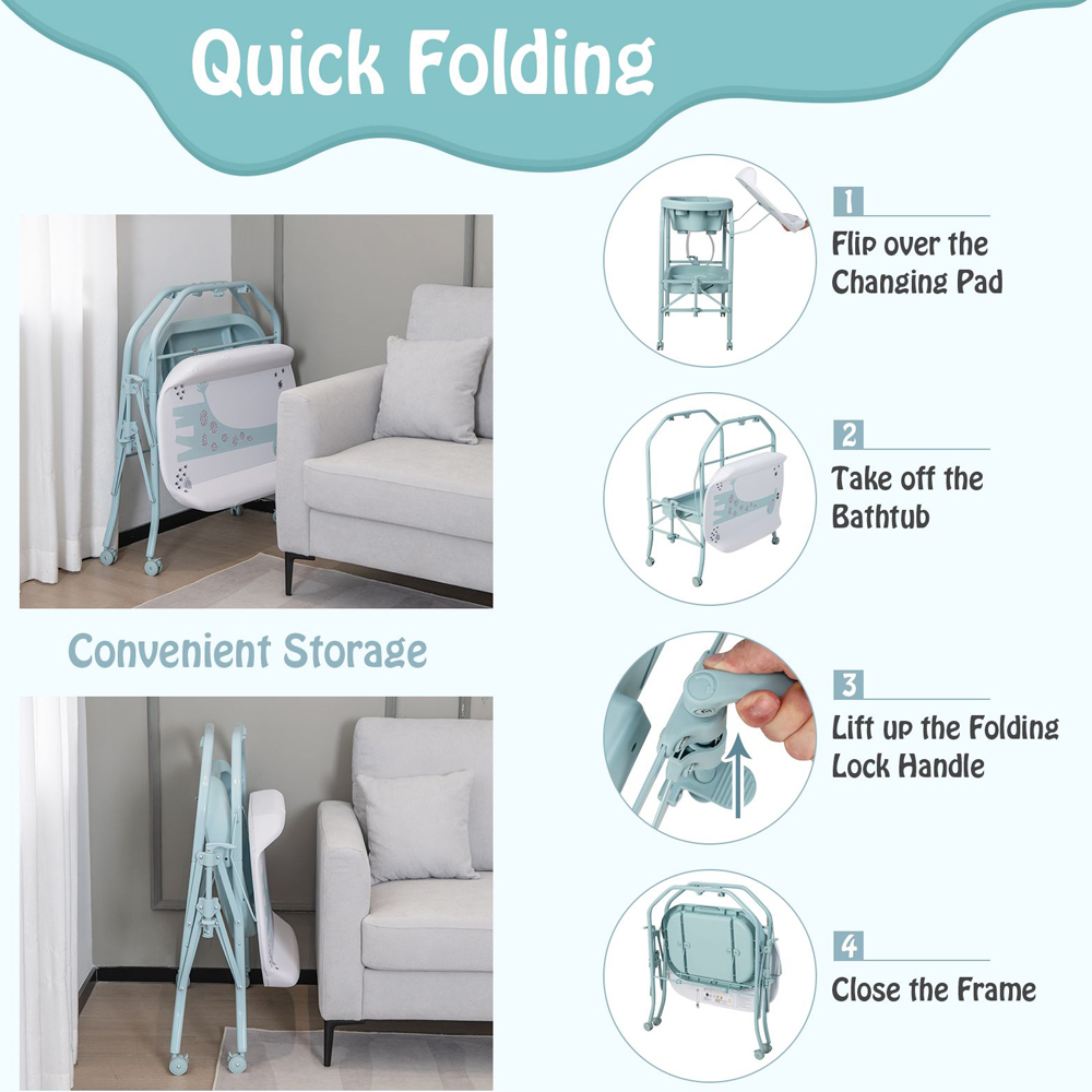 Costway 2 in 1 Kids Changing Station Blue Image 7