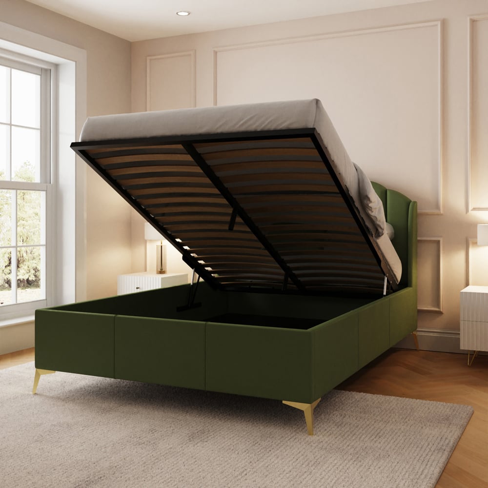 GFW Pettine King Size Green End Lift Ottoman Bed Image 8